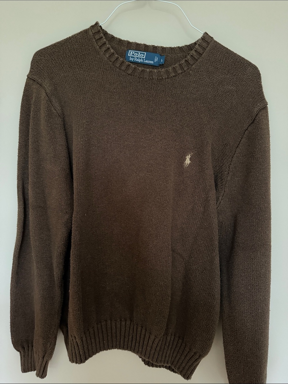 Polo by Ralph Lauren Dark Brown Crewneck Sweater with Logo